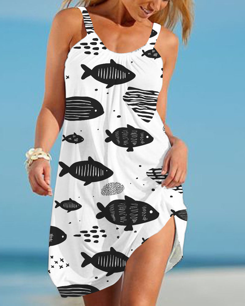 Bedrucktes Strandkleid für Damen