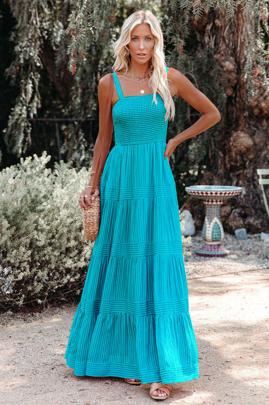 Swing Falten Maxi Boho Kleid