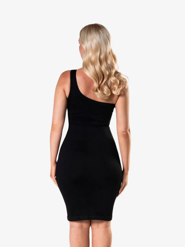 Eine Schulter Midi Shapewear Kleid