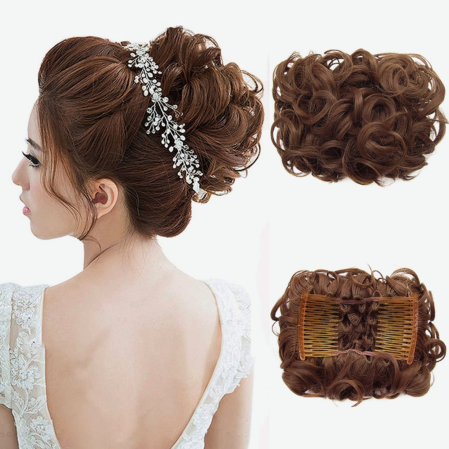 Puffr™ - Short Messy Curly Dish Hair Bun Extension