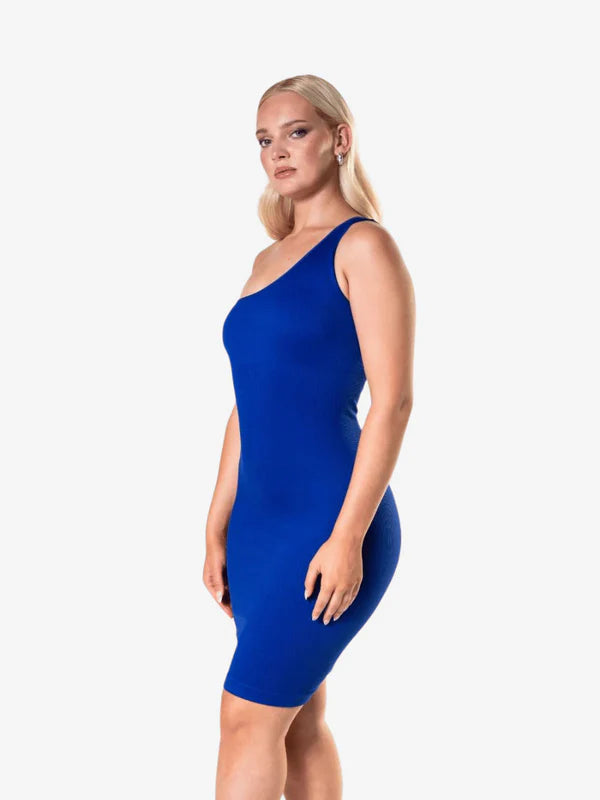 Eine Schulter Midi Shapewear Kleid