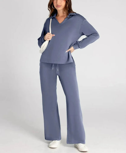 Cozifit™ - Damen 2-Teiliges Langarm-Sweatsuit-Set