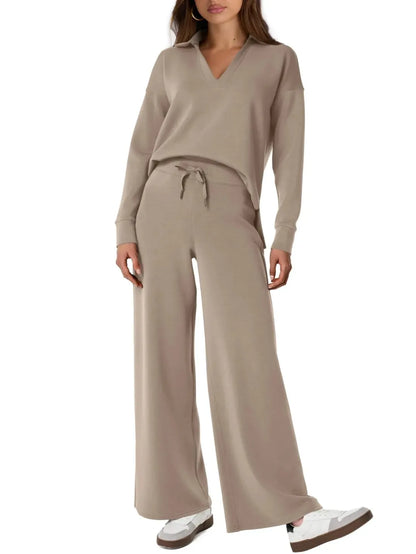 Cozifit™ - Damen 2-Teiliges Langarm-Sweatsuit-Set