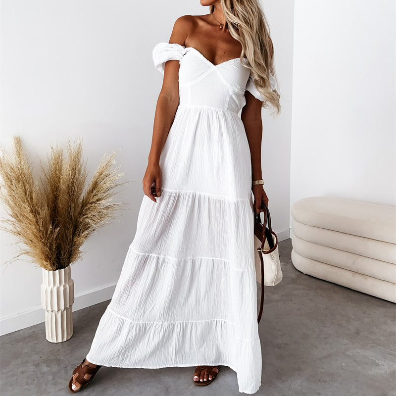 Sommermode Bohemian Strand rückenfrei trägerlos elegant Maxikleid