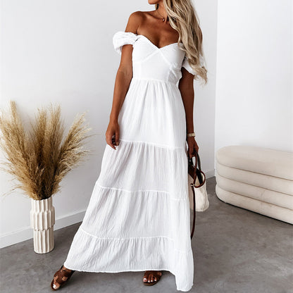 Sommermode Bohemian Strand rückenfrei trägerlos elegant Maxikleid