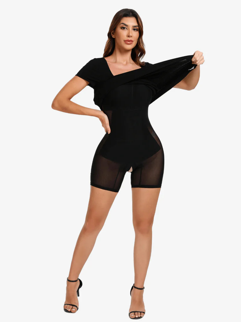 Kurzärmeliges Maxi Shapewear Kleid