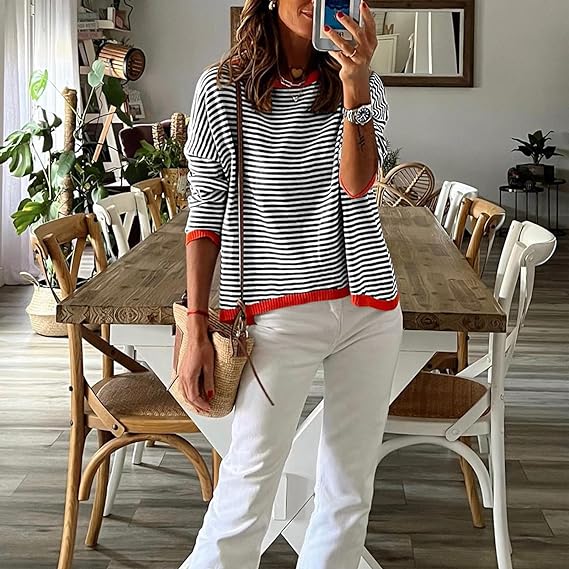 Striped Drop Shoulder Sweater