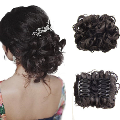 Puffr™ - Short Messy Curly Dish Hair Bun Extension