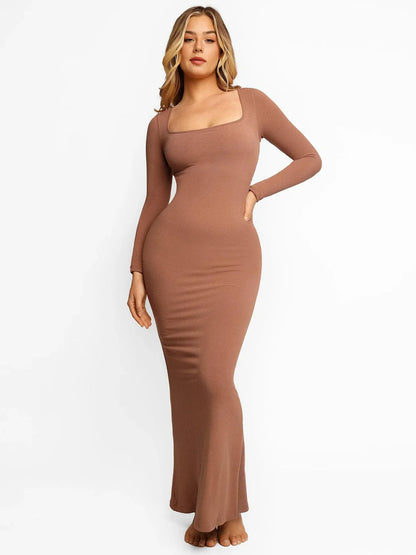 Langarm Maxi Shapewear Kleid