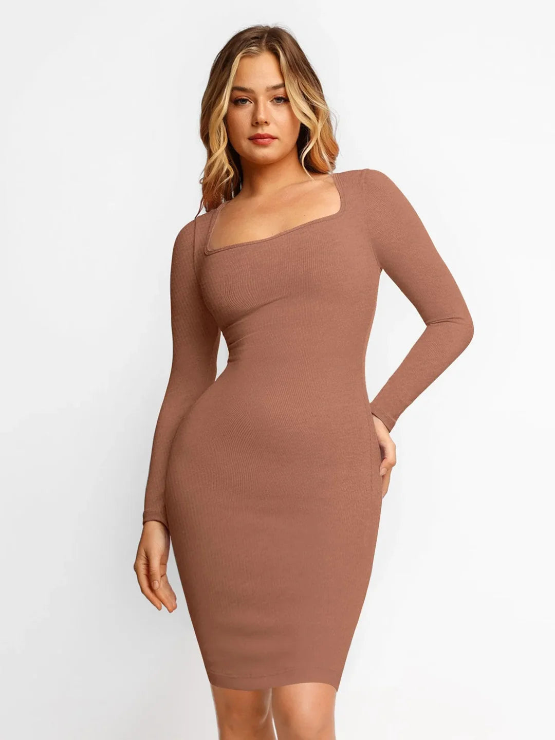 Langarm Midi Shapewear Kleid