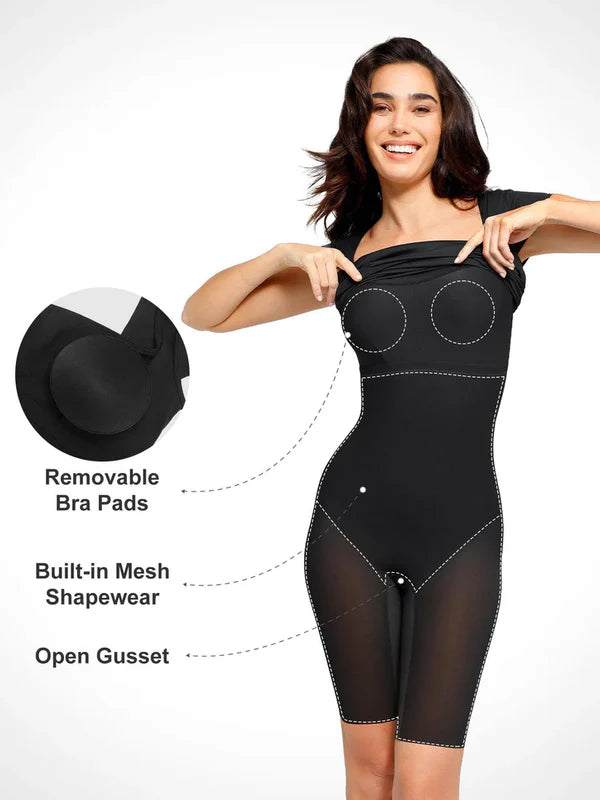 Kurzärmeliges Midi Shapewear Kleid