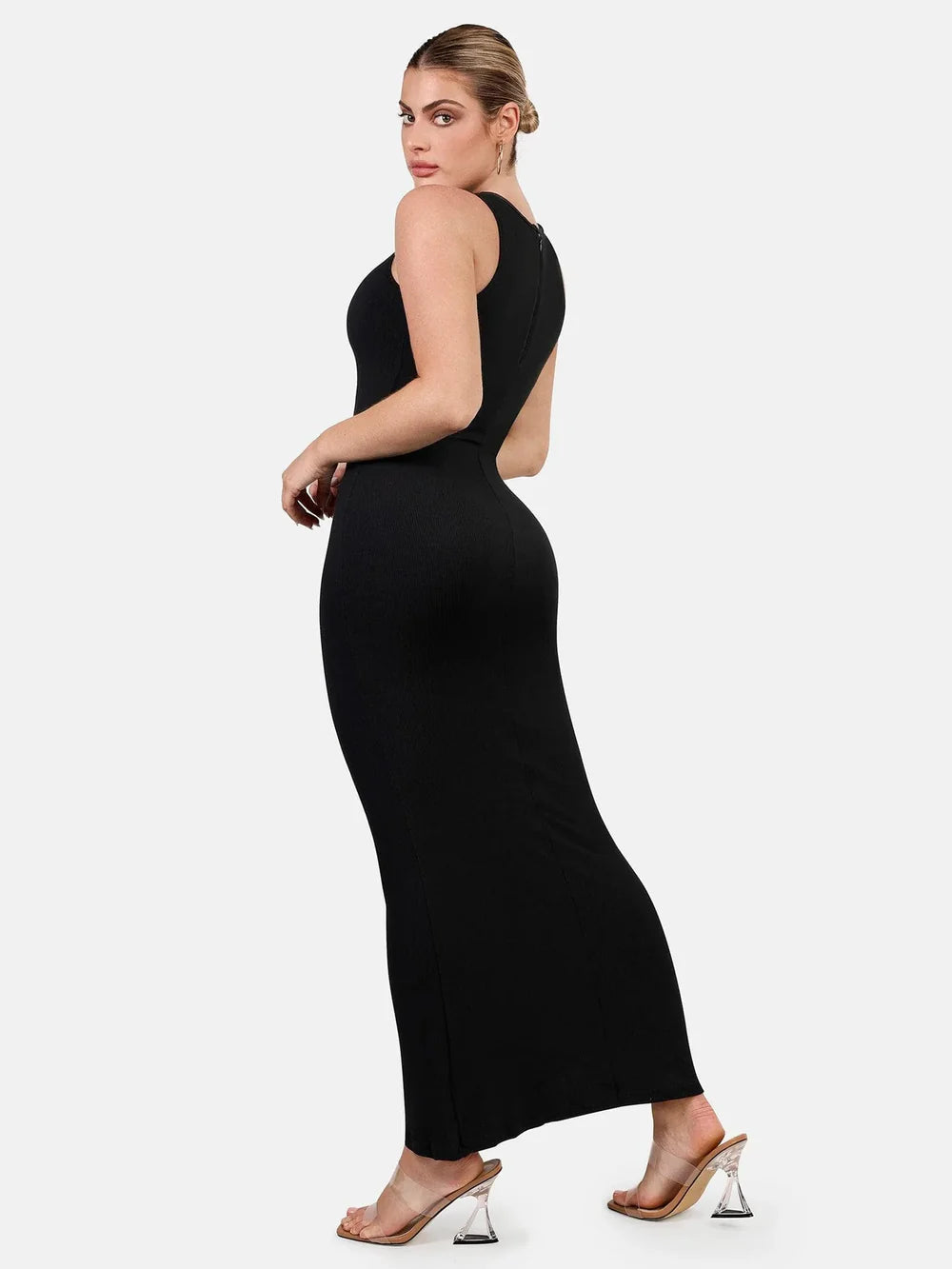 Rundhals Maxi Shapewear Kleid