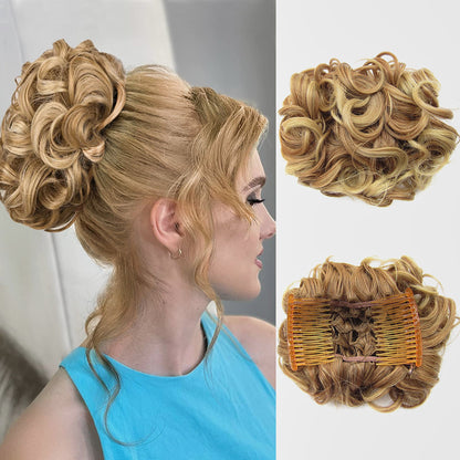 Puffr™ - Short Messy Curly Dish Hair Bun Extension