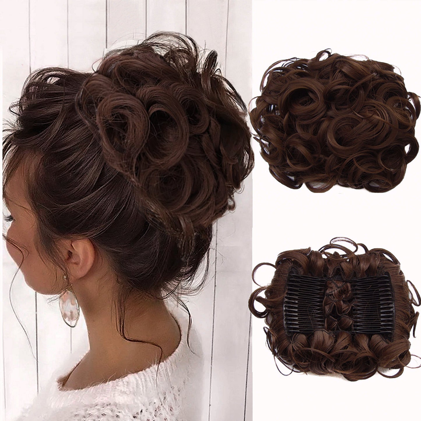 Puffr™ - Short Messy Curly Dish Hair Bun Extension