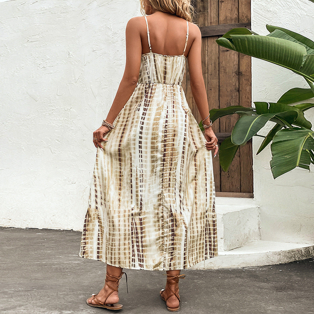 Braunes Maxi-Sommerkleid