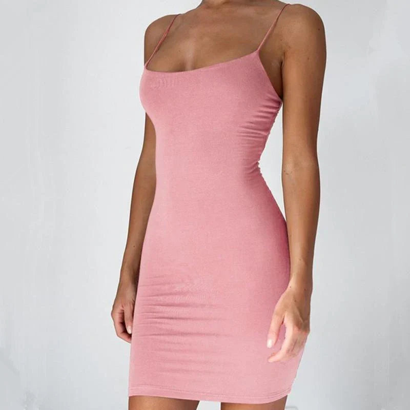 Spaghetti Strap Mini Damen Kleid