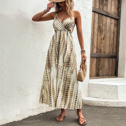 Braunes Maxi-Sommerkleid