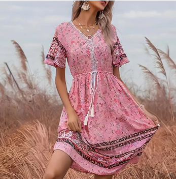 – ethnisch bedrucktes boho-kleid