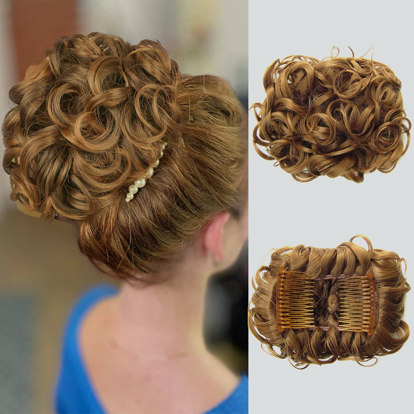 Puffr™ - Short Messy Curly Dish Hair Bun Extension