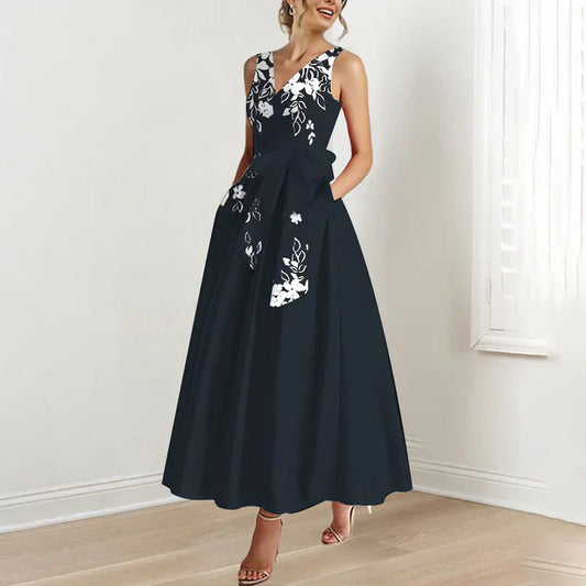 – schwarzes, florales, elegantes kleid