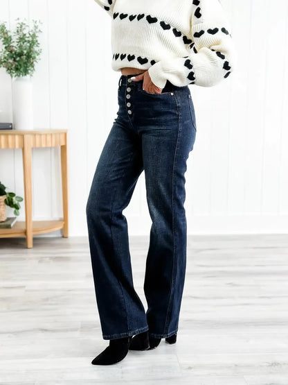 PureBoot™ Mid Rise Bootcut Jeans mit Knopfleiste